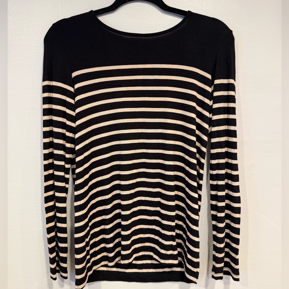 Forever 21 Women's Black & Tan Long Sleeve Zipper Top Y2K Size Small